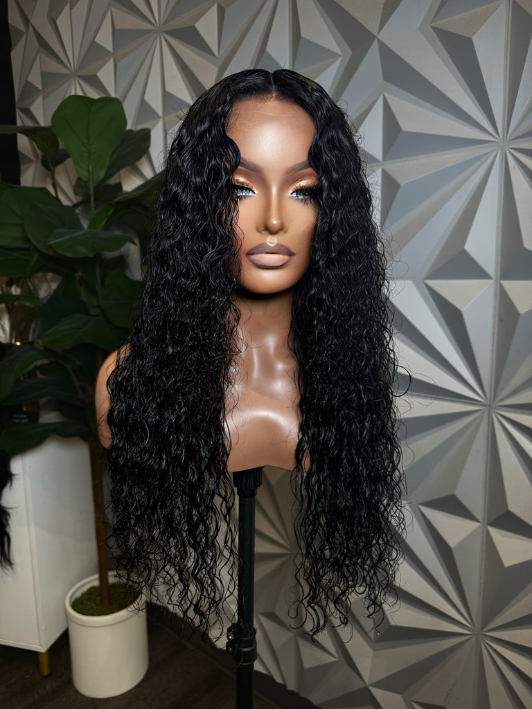 24” Jet black curly wig