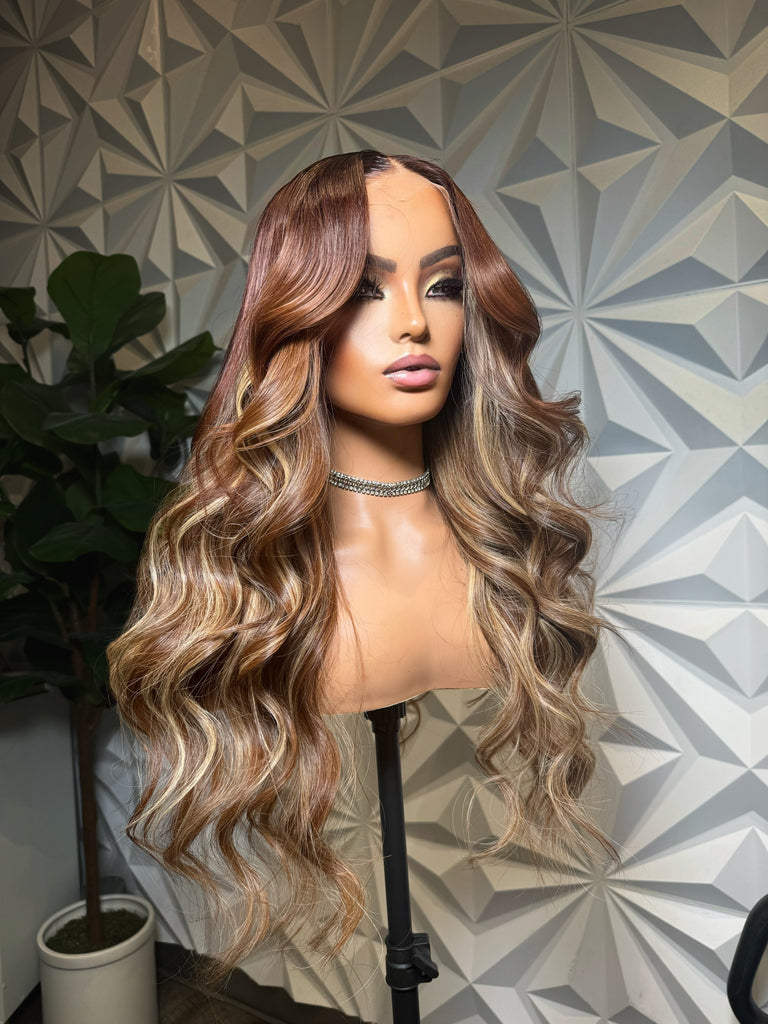 24” Auburn brown wig