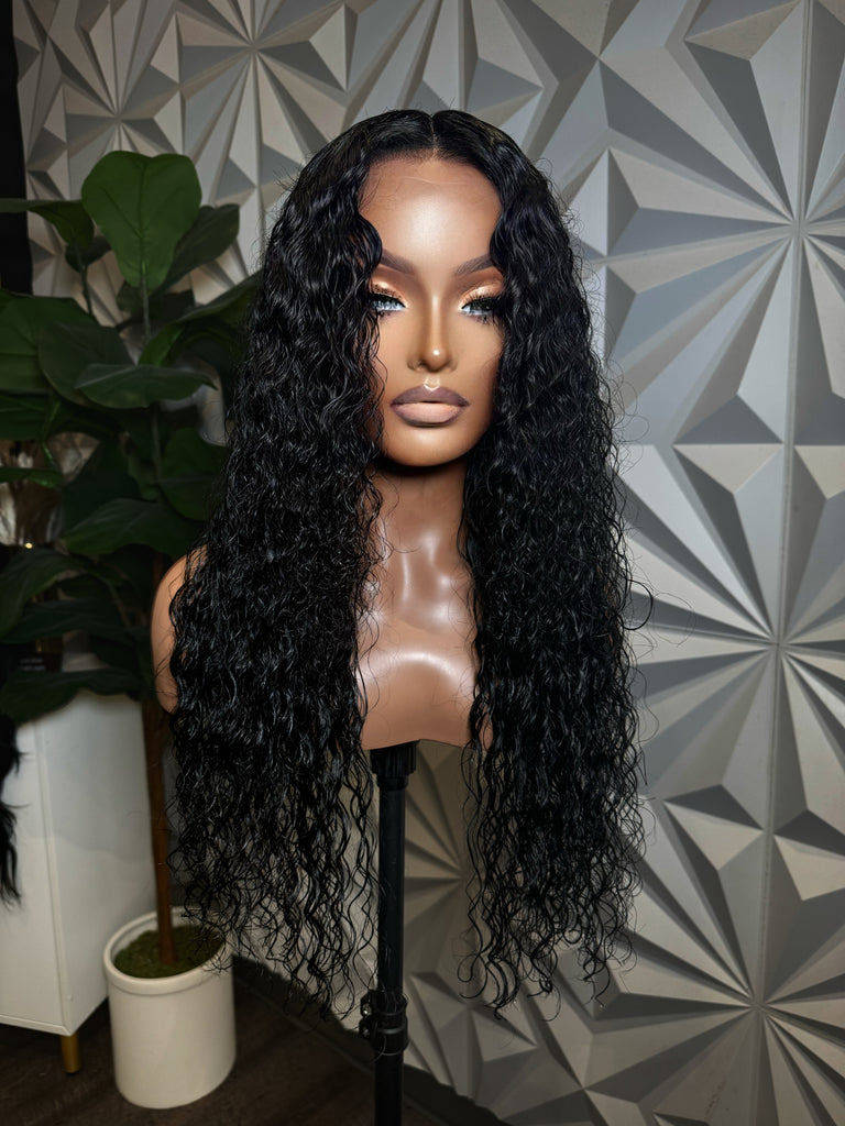 24” Jet black curly wig