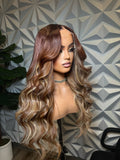 24” Auburn brown wig